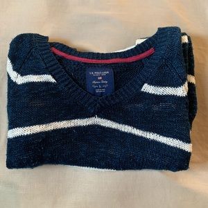 U.S POLO striped blue and white sweater